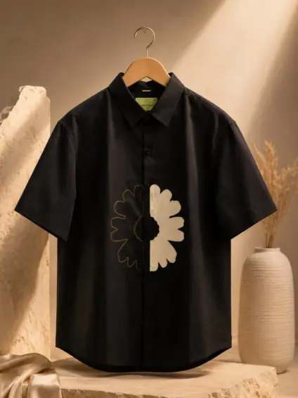 ［新品］TODAYFUL Embroidery Patchwork Shirts Elegant Mens Patchwork Shirt with Floral Embroidery Design